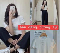 ÁO THUN NỮ H&M CỘC TAY DÁNG NGẮN