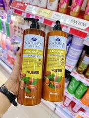 SET DẦU GỘI - XẢ GỪNG/ARGAN OIL GINGER BOOTS MATURE'S SERIES MOISTURISED HAIR & SOOTHED SCALP CHAI 480ML