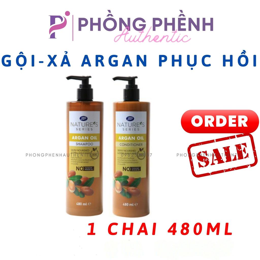 SET DẦU GỘI - XẢ GỪNG/ARGAN OIL GINGER BOOTS MATURE'S SERIES MOISTURISED HAIR & SOOTHED SCALP CHAI 480ML