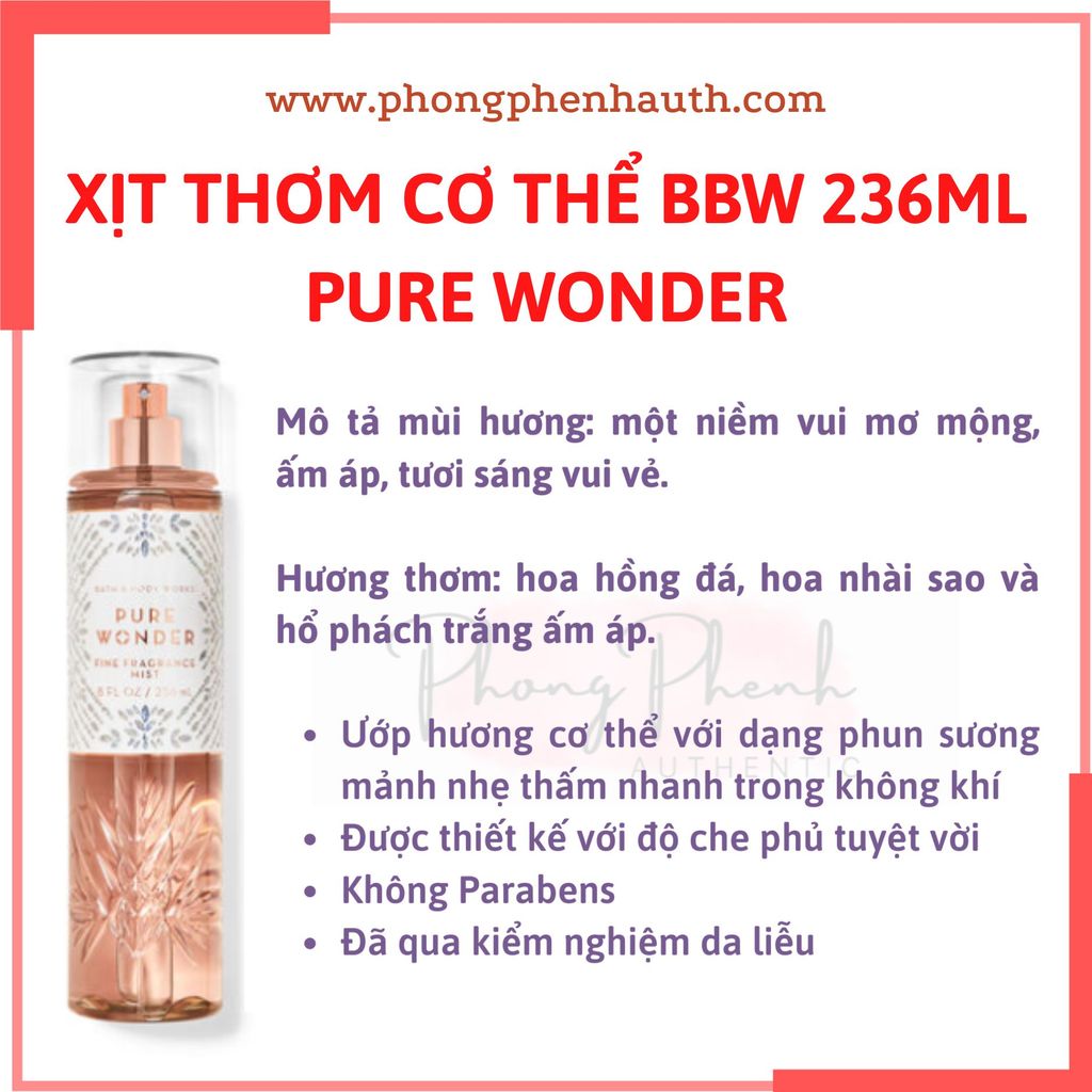 XỊT THƠM CƠ THỂ BATH & BODY WORKS BODY MIST 236ML