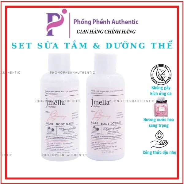 Sữa Tắm và Sữa Dưỡng Thể,  Dưỡng Ẩm Hương Nước Hoa Jmella In France Body Wash + Body Lotion 100ml
