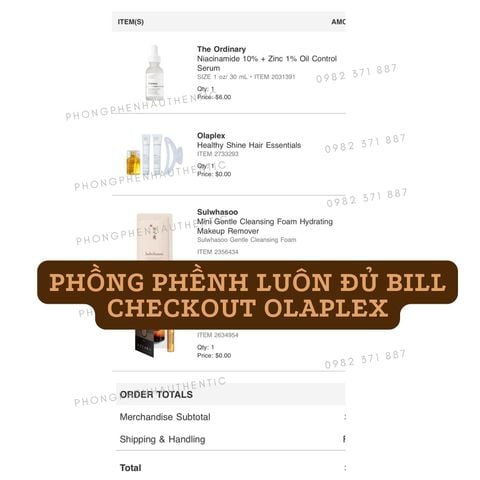 Set 4 món OLAPLEX gồm 1 dầu gội 20ml + 1 dầu xả 20ml + 1 dưỡng tóc 30ml + 1 kẹp tóc (đủ bill) - PHỒNG PHỀNH