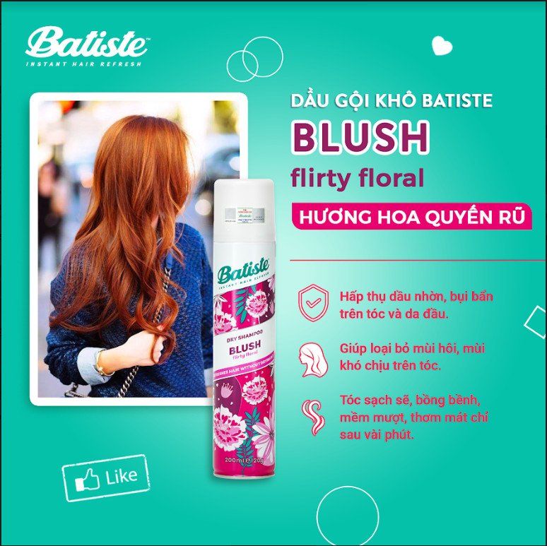 DẦU GỘI KHÔ BATISTE DRY SHAMPOO 200ML