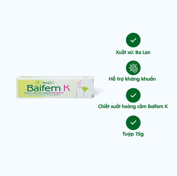 Kem Bôi Đa Năng Baifem K - Gel Dưỡng Ẩm Hoàng Cầm, Bảo vệ, Dịu Nhe, Da Cơ Địa, Chàm Sữa, Mẩn Ngứa (Tuýp 40g)