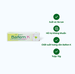 Kem Bôi Đa Năng Baifem K - Gel Dưỡng Ẩm Hoàng Cầm, Bảo vệ, Dịu Nhe, Da Cơ Địa, Chàm Sữa, Mẩn Ngứa (Tuýp 40g)