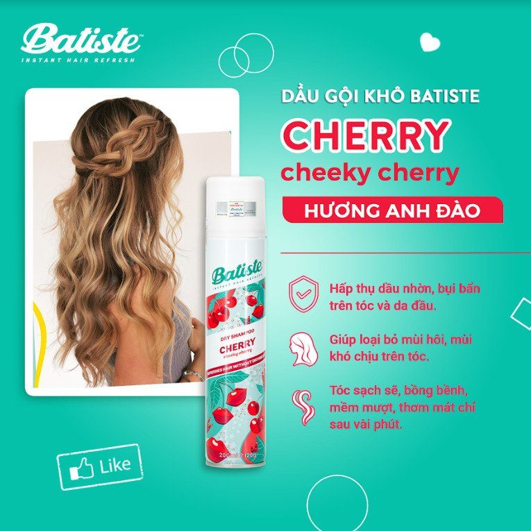 DẦU GỘI KHÔ BATISTE DRY SHAMPOO 200ML