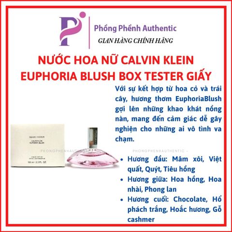 Tester 100ml - Nước hoa Nữ CK Euphoria Blush EDT hộp Tester giấy