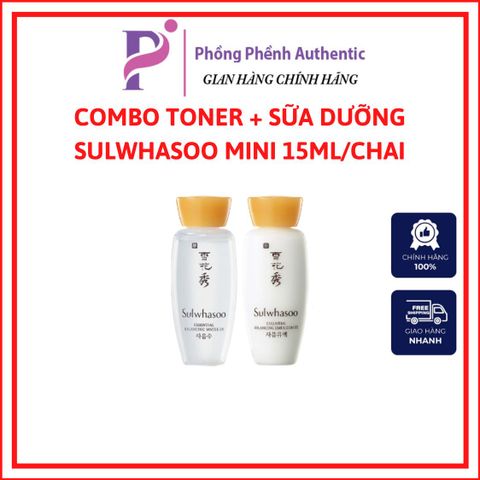 SET PHỤC HỒI, DƯỠNG ẨM VÀ LÀM DỊU DA  SULWHASOO TONER + SỮA DƯỠNG 15ML