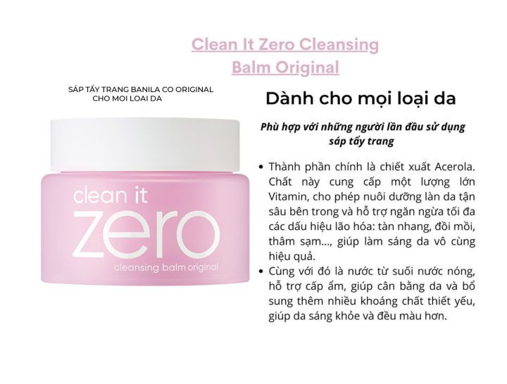 Sáp Tẩy Trang Zero Banila Co Clean It Đủ Màu Đủ Size Original Purifying Revitalizing Nourishing - PHỒNG PHỀNH
