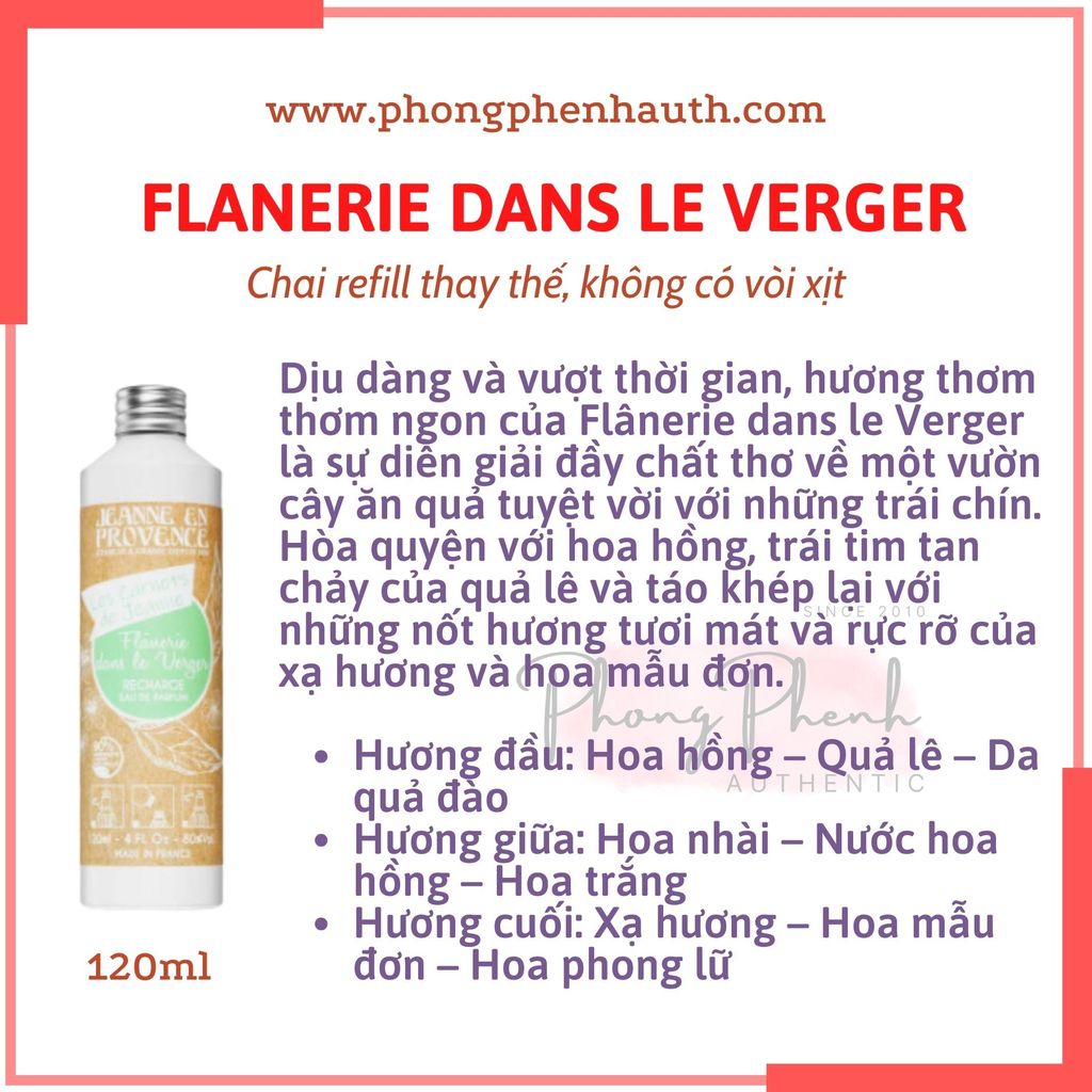 Nước hoa Nữ nội địa Pháp Janne en Provence EDP 60ml : Jasmine Secret, La Roseraie, Verveine Cédrat.. - PHỒNG PHỀNH