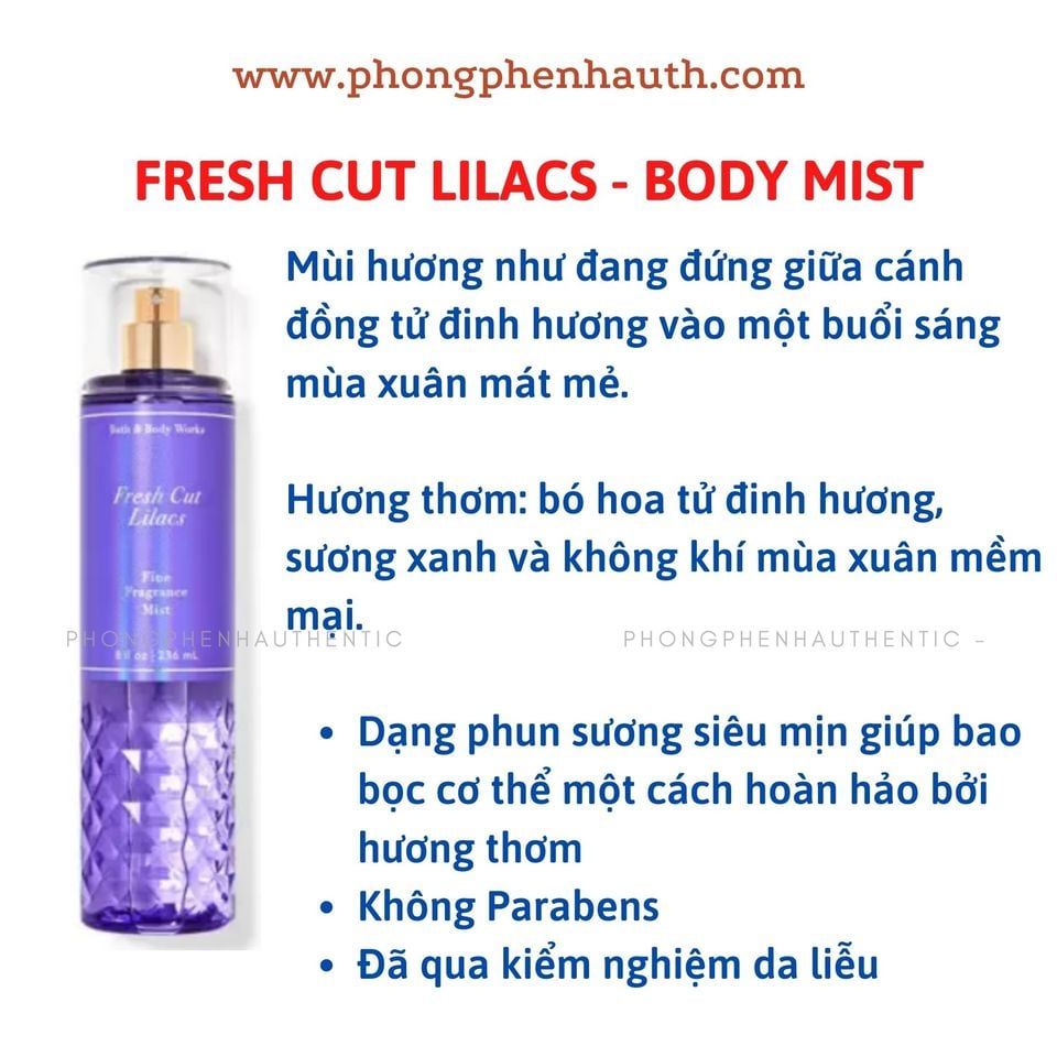 XỊT THƠM CƠ THỂ BATH & BODY WORKS BODY MIST 236ML