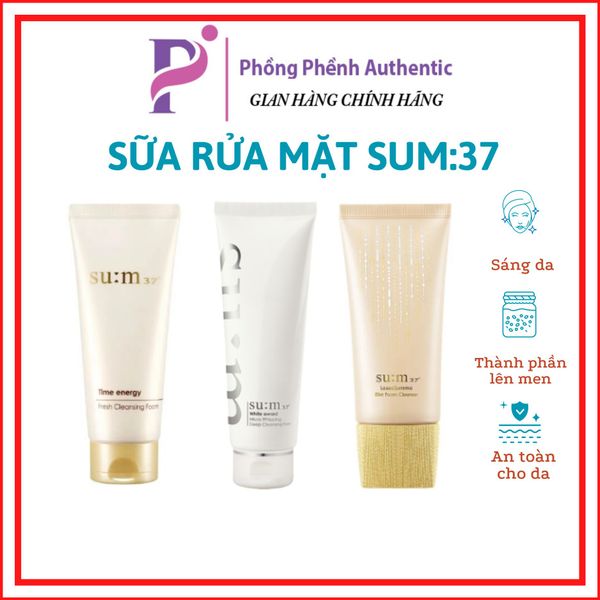 SỮA RỬA MẶT DƯỠNG SÁNG DA SUM 37 TIME ENERGY FRESH CLEANSING FOAM 100ML NO BOX