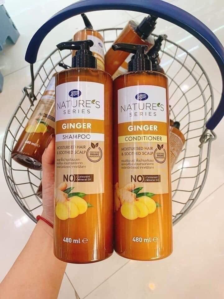SET DẦU GỘI - XẢ GỪNG/ARGAN OIL GINGER BOOTS MATURE'S SERIES MOISTURISED HAIR & SOOTHED SCALP CHAI 480ML
