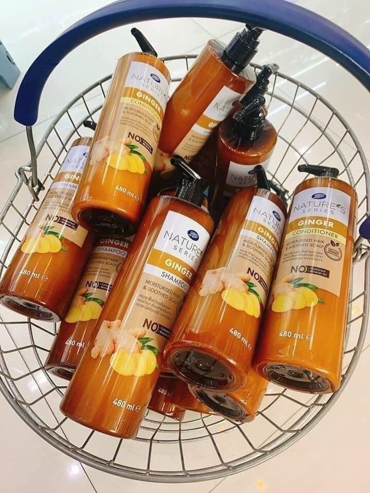 SET DẦU GỘI - XẢ GỪNG/ARGAN OIL GINGER BOOTS MATURE'S SERIES MOISTURISED HAIR & SOOTHED SCALP CHAI 480ML