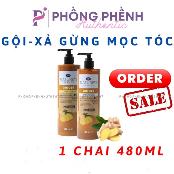 SET DẦU GỘI - XẢ GỪNG/ARGAN OIL GINGER BOOTS MATURE'S SERIES MOISTURISED HAIR & SOOTHED SCALP CHAI 480ML