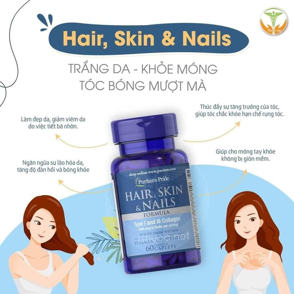 VIÊN UỐNG ĐẸP DA TÓC MÓNG  PURITAN'S PRIDE HAIR, SKIN NAILS