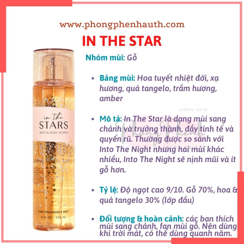(Đủ mùi) BEST SELLER 10ml xịt thơm toàn thân body mist Bath & Body Works - PHỒNG PHỀNH