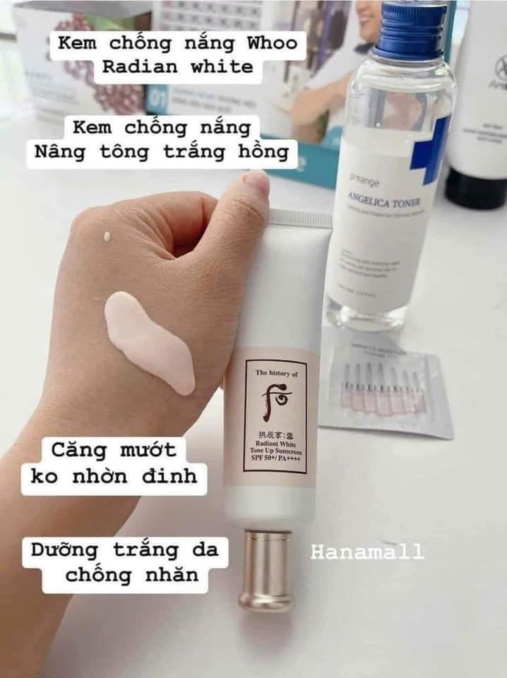 1 gói Kem chống nắng Whoo nâng tông Gongjinhyang Seol Radiant White Tone Up Sunscreen SPF50+,PA++++ - PHỒNG PHỀNH