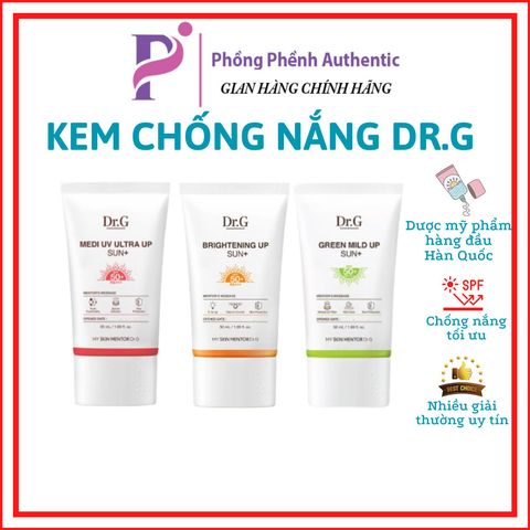 Kem Chống Nắng phổ rộng dưỡng sáng Dr.G Brightening Up Sun/Green Mild Up Sun+ SPF50+ PA+++