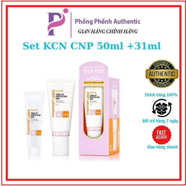 Set kem chống nắng CNP 50ml+31ml nâng tone cho da dầu