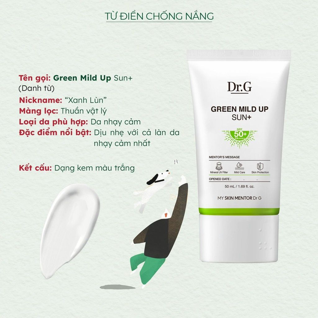 Kem Chống Nắng phổ rộng dưỡng sáng Dr.G Brightening Up Sun/Green Mild Up Sun+ SPF50+ PA+++