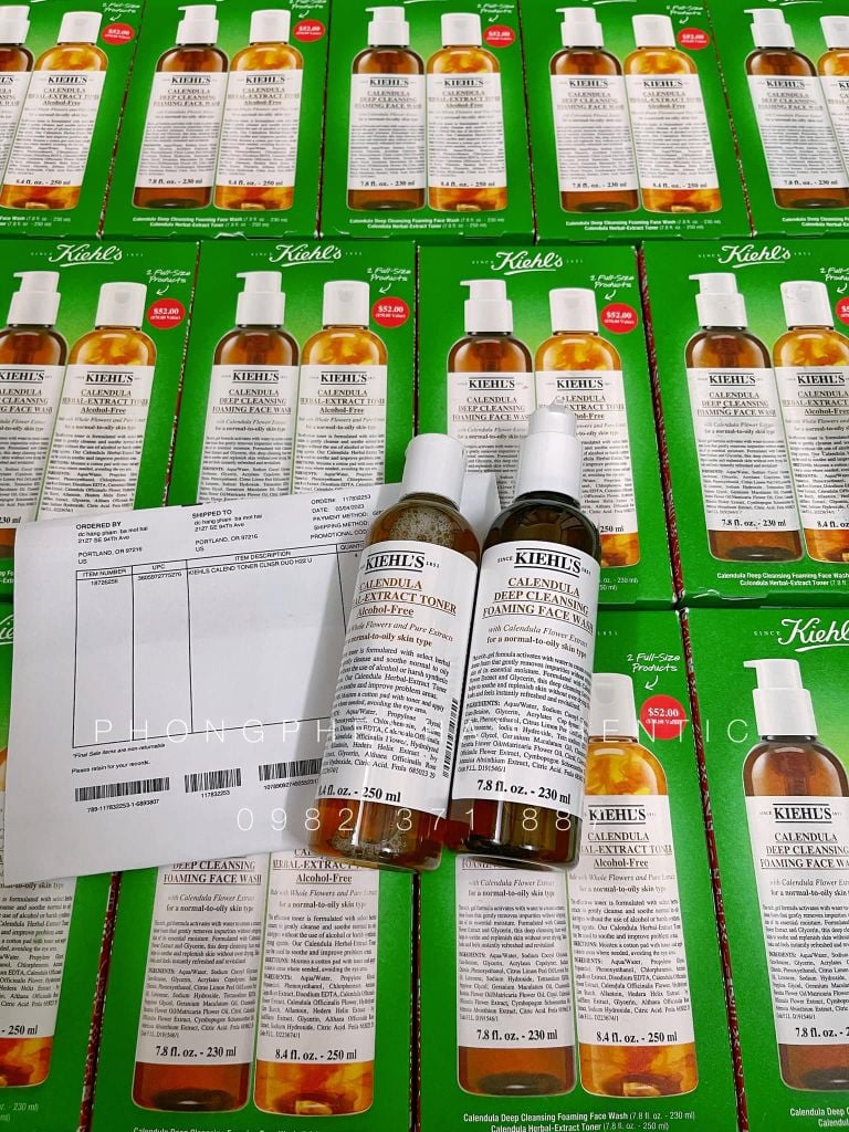 SET SỮA RỬA MẶT + TONER HOA CÚC KIEHL'S CALENDULA CLEANSING- TONER