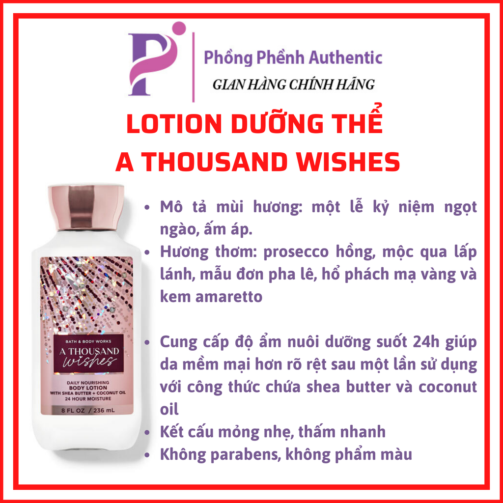 Dưỡng thể nước hoa Bath & Body Works  Body Lotion 236ml