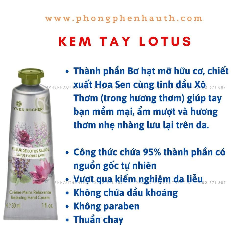 Kem dưỡng da tay Yves Rocher Hand Cream các loại fullsize 30ml - PHỒNG PHỀNH