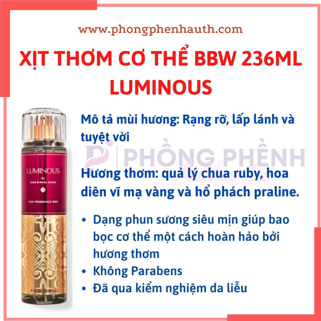 (Đủ mùi) BEST SELLER 10ml xịt thơm toàn thân body mist Bath & Body Works - PHỒNG PHỀNH