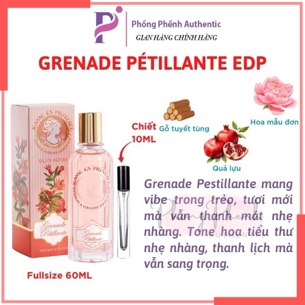 [CHIẾT 10ML] Nước hoa Nữ Janne en Provence EDP 60ml: Jasmine Secrets, La Roseraie, Verveine Cédrat, Des Secrets