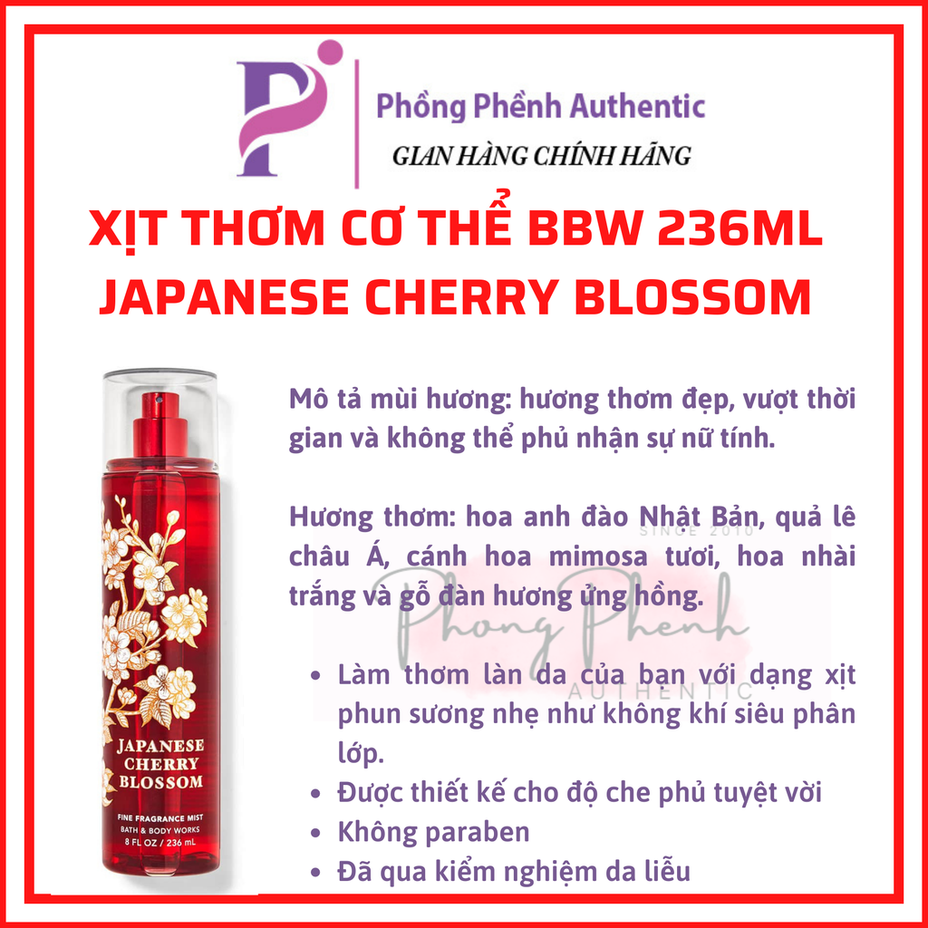 XỊT THƠM CƠ THỂ BATH & BODY WORKS BODY MIST 236ML