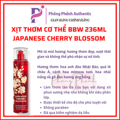 XỊT THƠM CƠ THỂ BATH & BODY WORKS BODY MIST 236ML