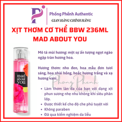 XỊT THƠM CƠ THỂ BATH & BODY WORKS BODY MIST 236ML