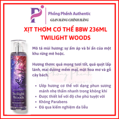XỊT THƠM CƠ THỂ BATH & BODY WORKS BODY MIST 236ML