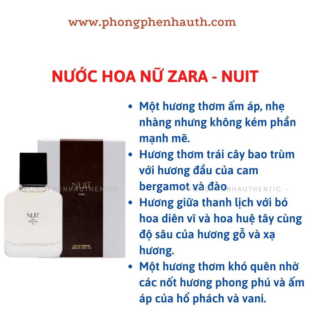 [30ML] Nước hoa Nữ ZARA các mùi mua sale