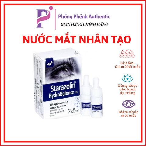 Nước mắt nhân tạo Starazolin-Dưỡng mắt, dịu mắt giảm khô mắt - Nước mắt nhỏ được cả lens-Hộp 2x5ml - PHỒNG PHỀNH