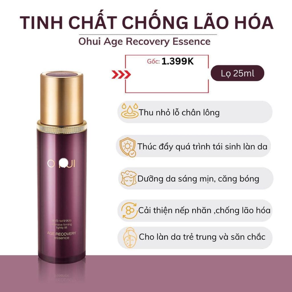 TINH CHẤT DƯỠNG CHỐNG LÃO HÓA, CHỐNG NHĂN OHUI SERUM AGE RECOVERY CHAI 25ML NO BOX DATE 11/26
