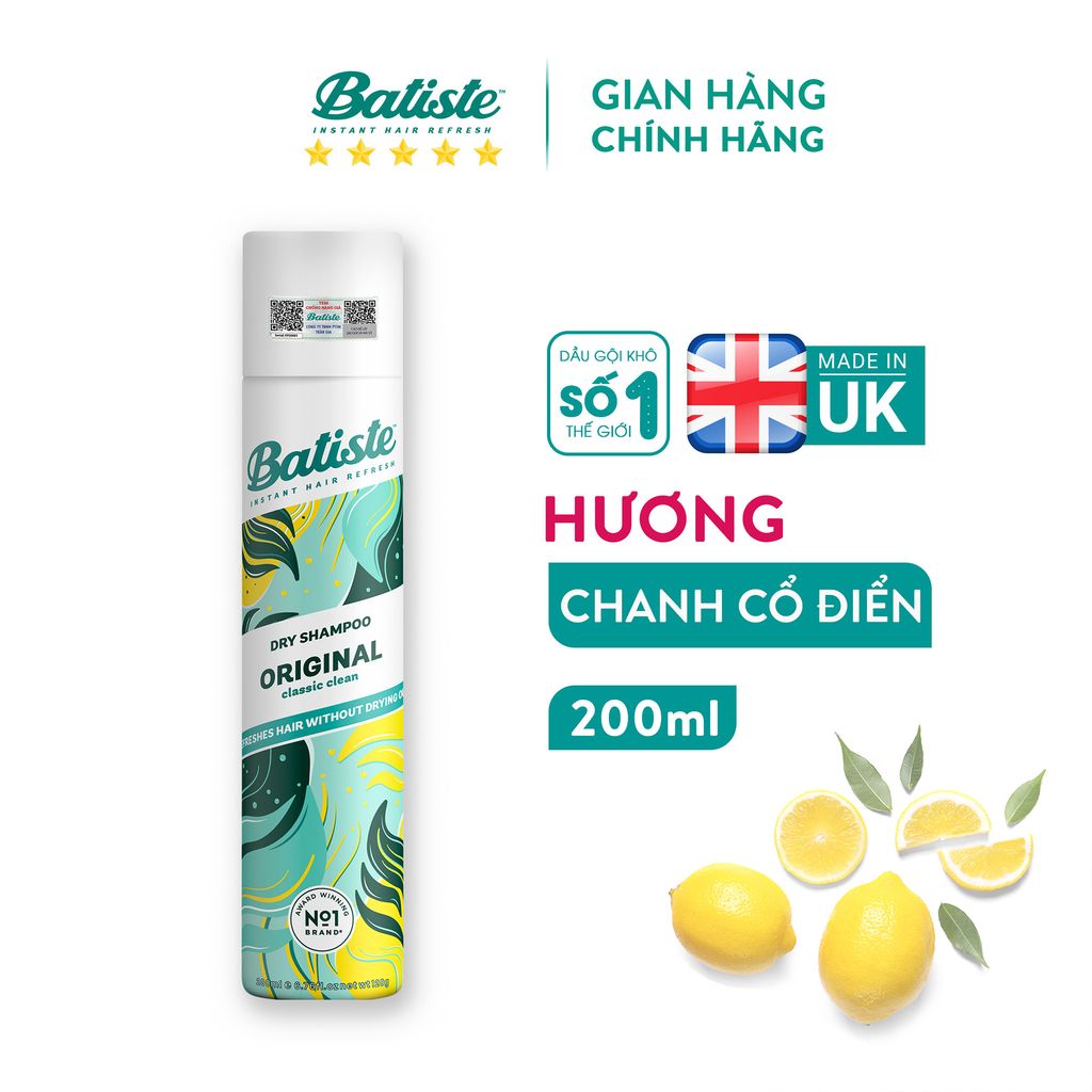 DẦU GỘI KHÔ BATISTE DRY SHAMPOO 200ML