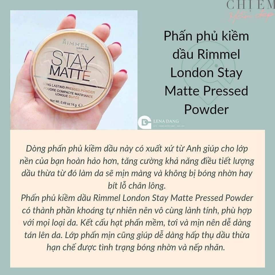 Phấn phủ Rimmel London Stay Matt Pressed Powder fullsize - PHỒNG PHỀNH