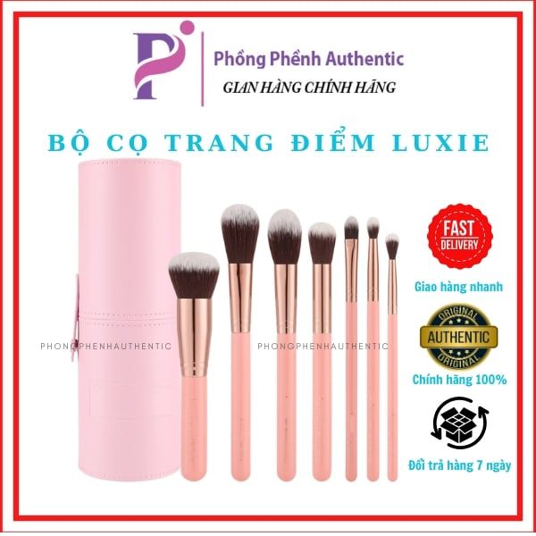 Bộ Cọ Trang Điểm LUXIE Rose Gold Collection 7 Cây – Tặng Kèm Hộp Đựng