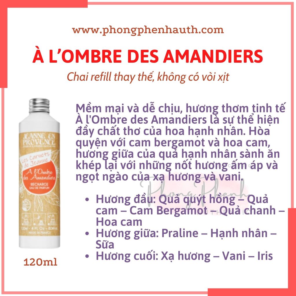 Nước hoa Nữ nội địa Pháp Janne en Provence EDP 60ml : Jasmine Secret, La Roseraie, Verveine Cédrat.. - PHỒNG PHỀNH