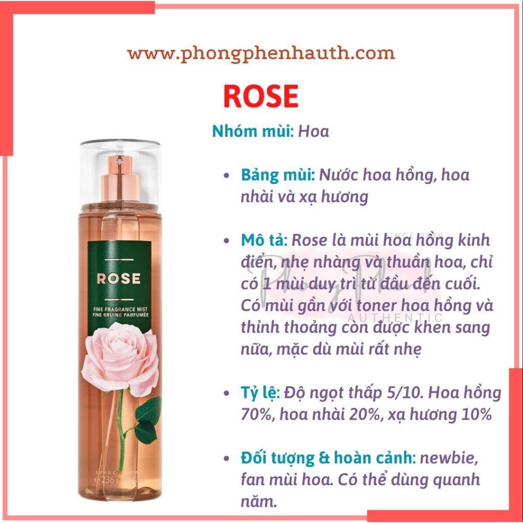 (Đủ mùi) BEST SELLER 10ml xịt thơm toàn thân body mist Bath & Body Works - PHỒNG PHỀNH