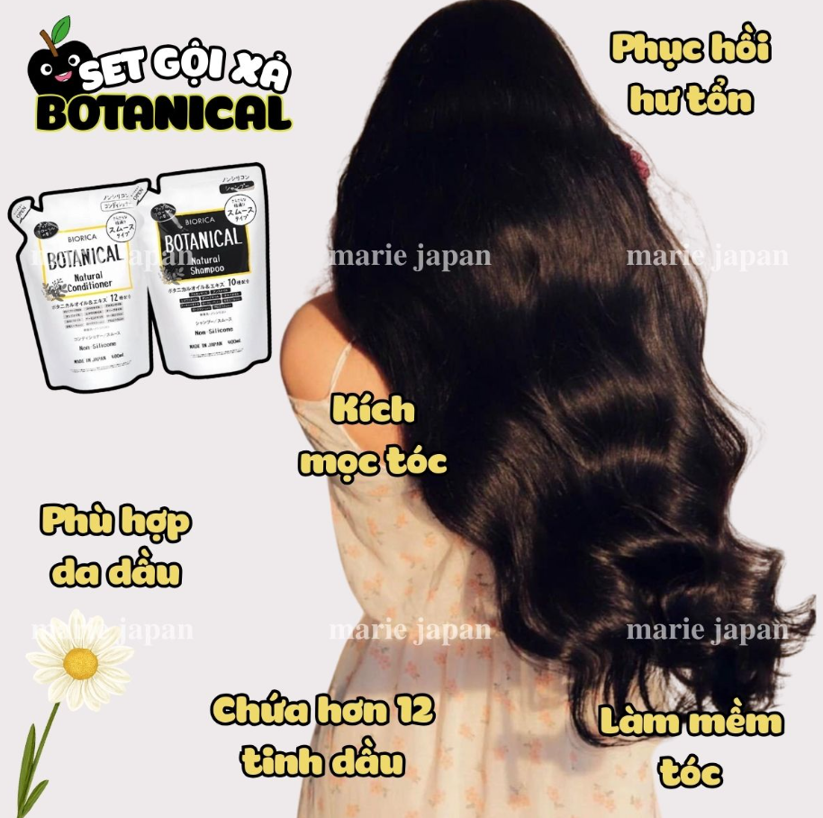 1 Túi Dầu gội/Dầu Xả Hatomugi Botanical Táo Đen Nhật Bản giảm rụng kích mọc tóc phục hồi hư tổn 400ml - PHỒNG PHỀNH