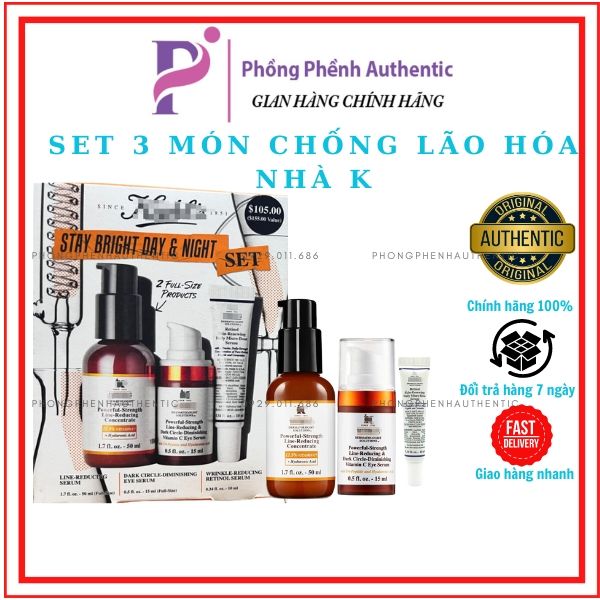 SET 3 MÓN KIEHL'S SERUM C 50ML+KEM MẮT C 15ML+RETINOL10ML