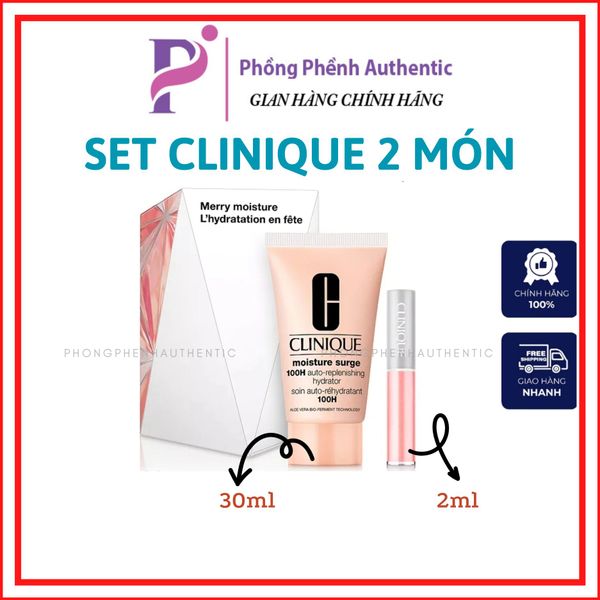 Minisize - SET CLINIQUE MERRY MOISTURE 2 MÓN: KEM DƯỠNG 30ML + SON BÓNG 2ML