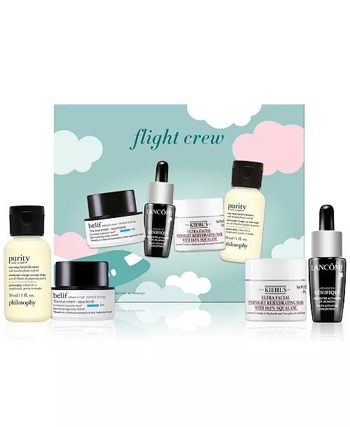 Minisize - SET MÓN FLIGHT CREW  TRAVEL FOR MACY'S kem dưỡng - serum- sữa rửa mặt- mặt nạ ngủ MINISIZE