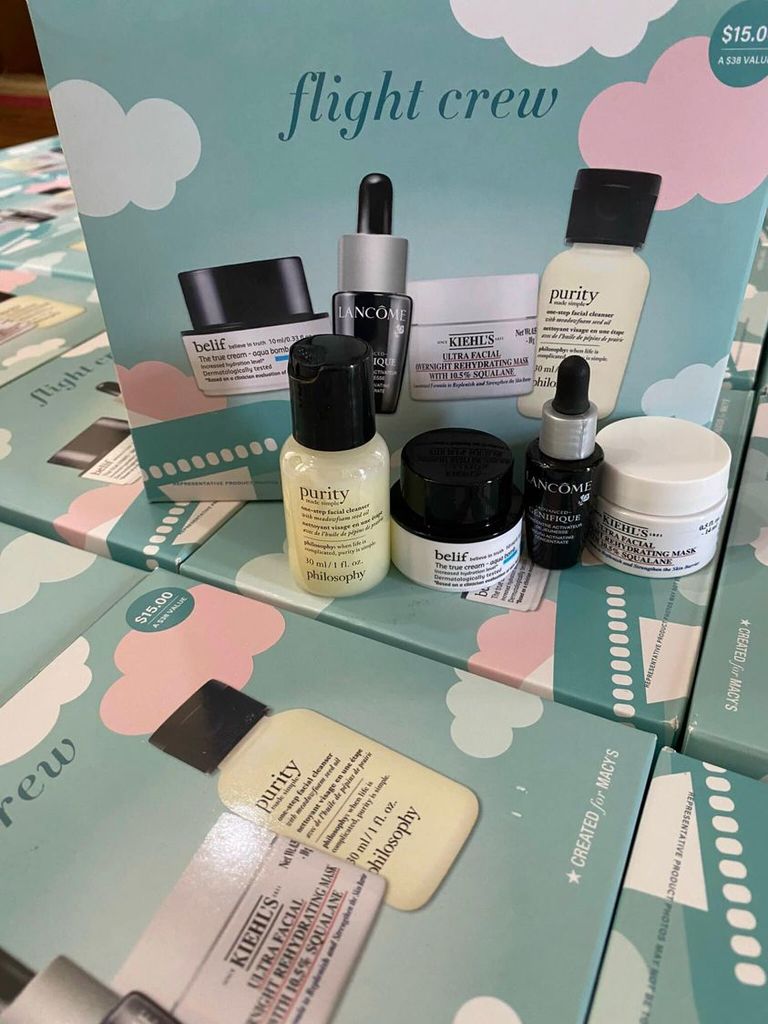 Minisize - SET MÓN FLIGHT CREW  TRAVEL FOR MACY'S kem dưỡng - serum- sữa rửa mặt- mặt nạ ngủ MINISIZE