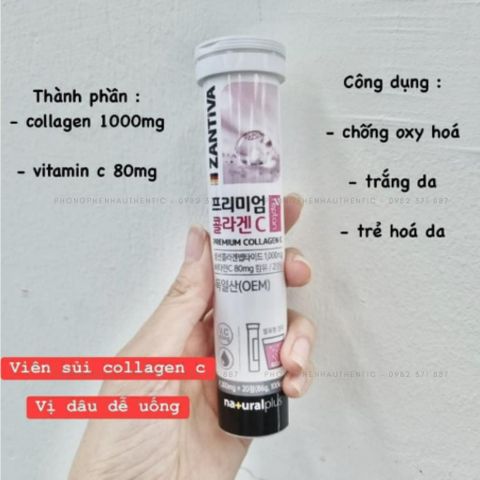 Viên sủi Zantiva - Sủi giảm cân Everfit Diet - Sủi đẹp da Premium Collagen C - ống 20 viên