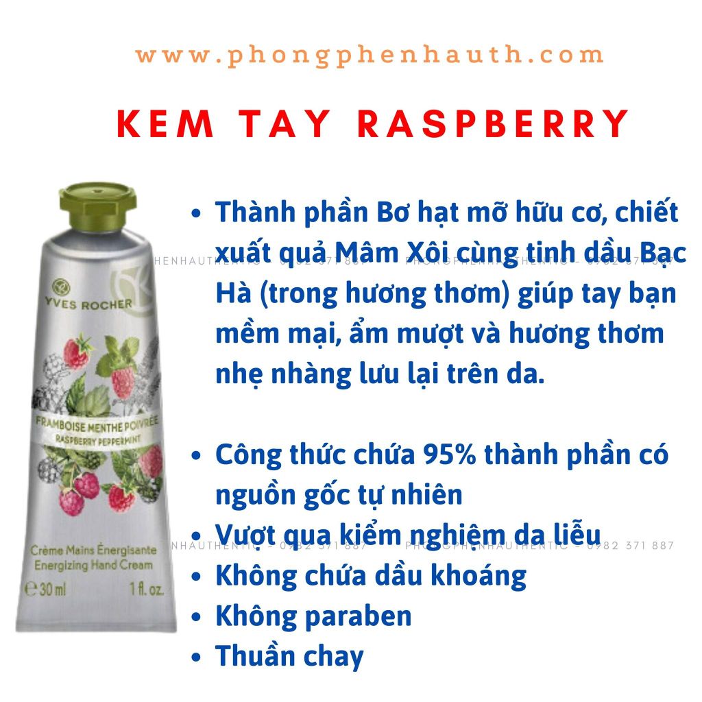 Kem dưỡng da tay Yves Rocher Hand Cream các loại fullsize 30ml - PHỒNG PHỀNH