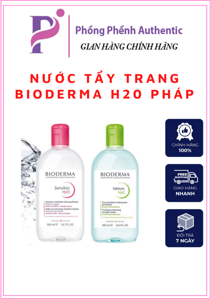 TẨY TRANG BIODERMA HỒNG, XANH CHAI 500ML